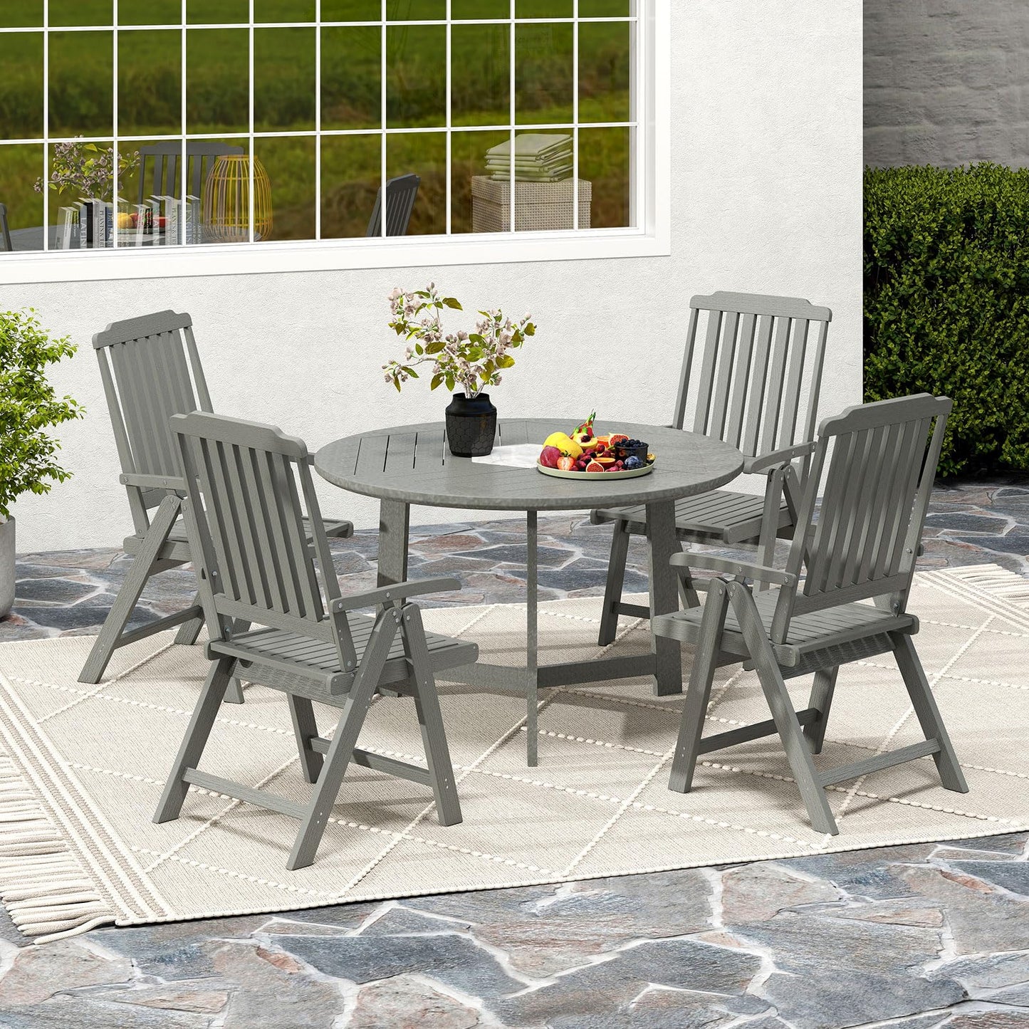 Tangkula Foldable Patio Chair All-Weather HDPE Outdoor Dining Chair(1/2/4)