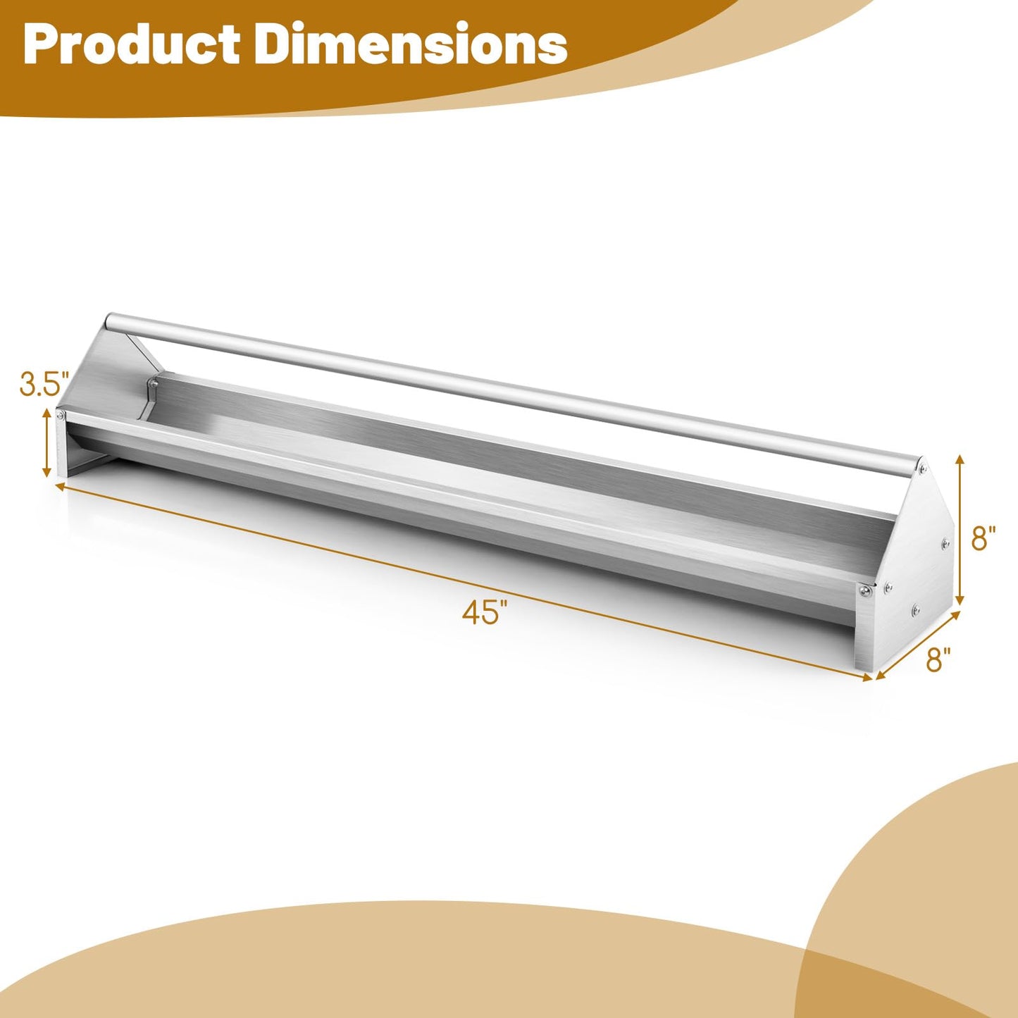 Tangkula Chicken Feeding Trough, 45 Inch Long Heavy Duty Galvanized Steel Coop Feeder with Drainage Holes