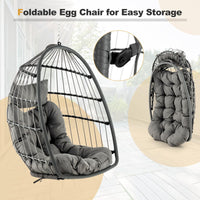 Tangkula Hanging Egg Chair Foldable Wicker Hammock Chair