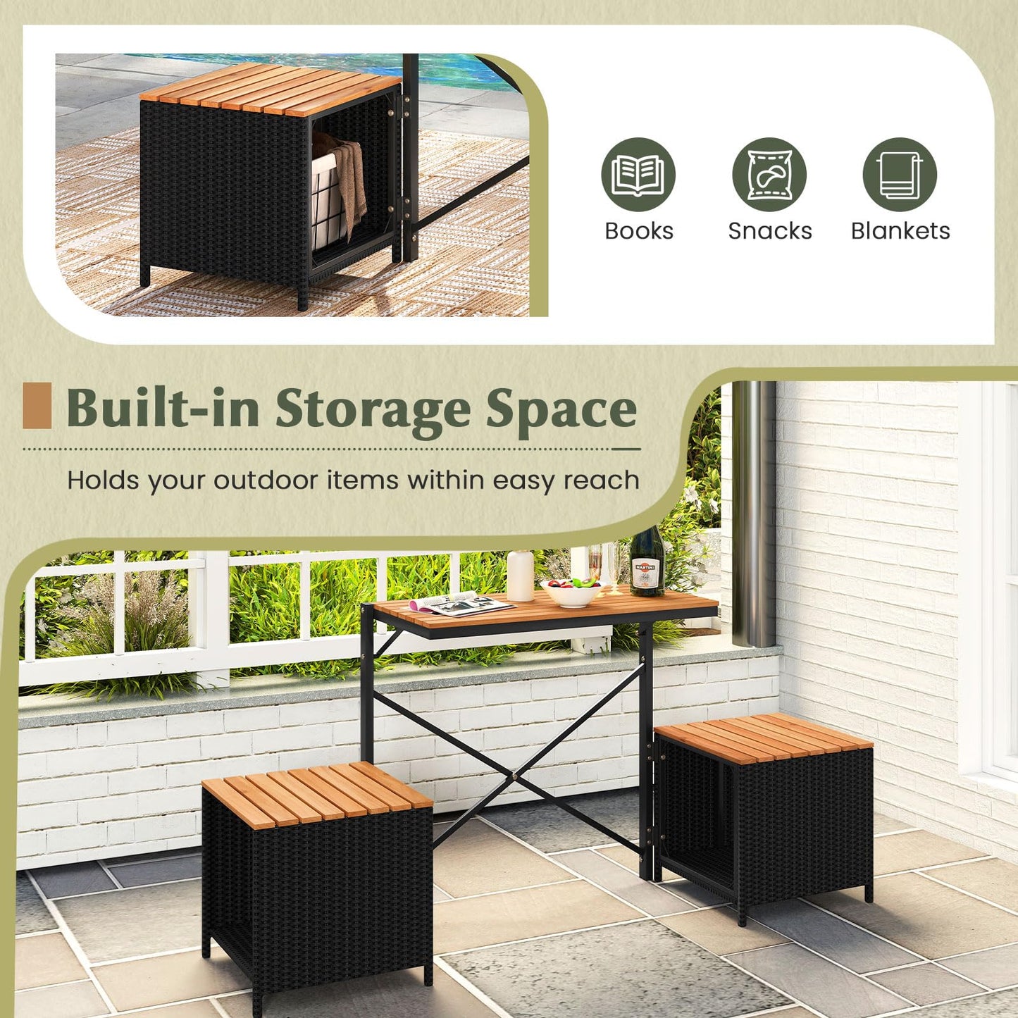 Tangkula 2-in-1 Outdoor Convertible Bench