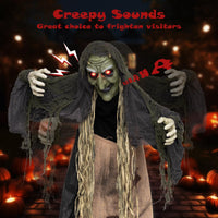 Tangkula 5.3 FT Halloween Animatronics Standing Hunchback Witch Decorations