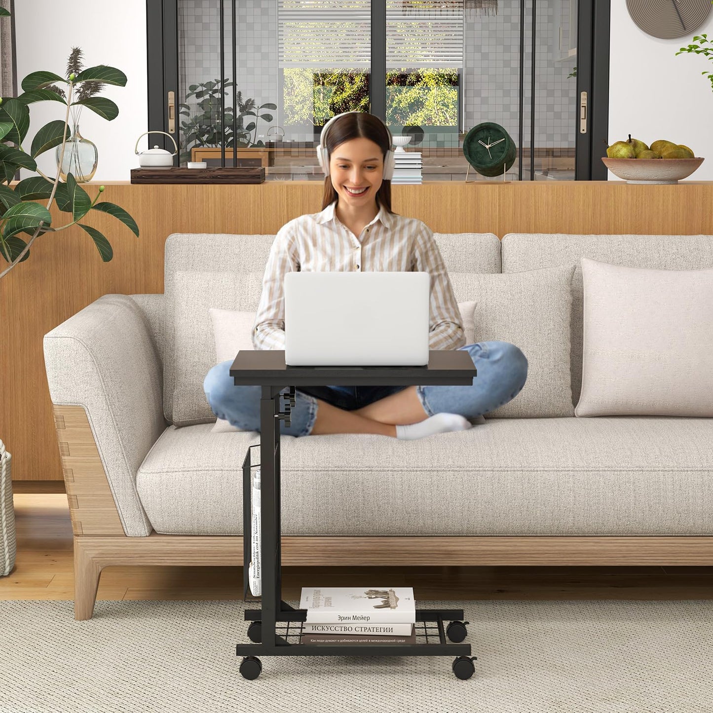 Tangkula Sofa Side End Table C Table Laptop Holder