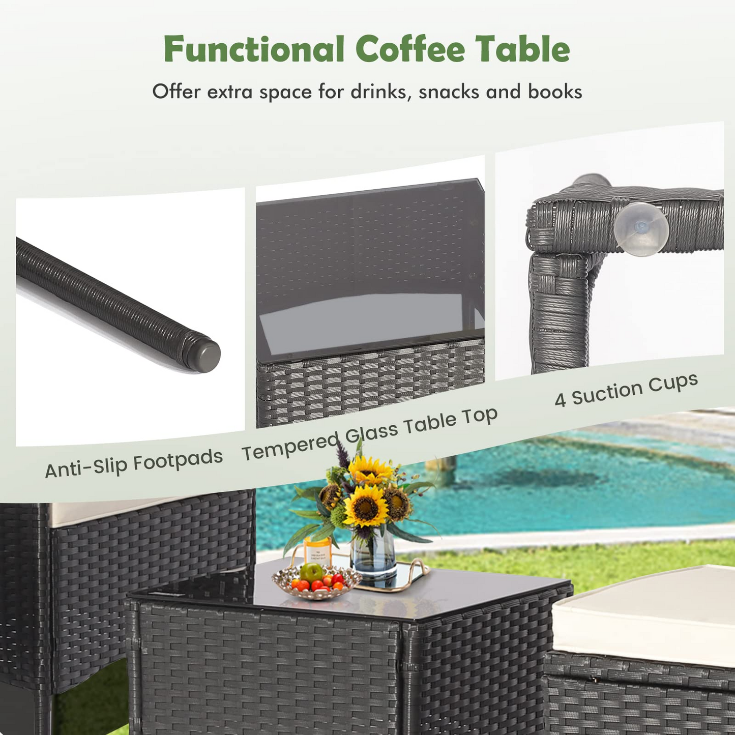 Tangkula 5 Piece Outdoor Wicker Sofa Set