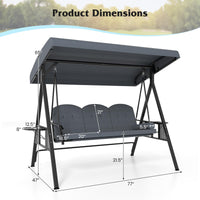 Tangkula 3 Person Porch Swing Outdoor Swing with Adjustable Canopy