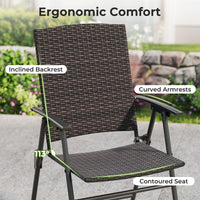 Tangkula Outdoor Folding Chairs Set Patio PE Wicker Dining Chairs