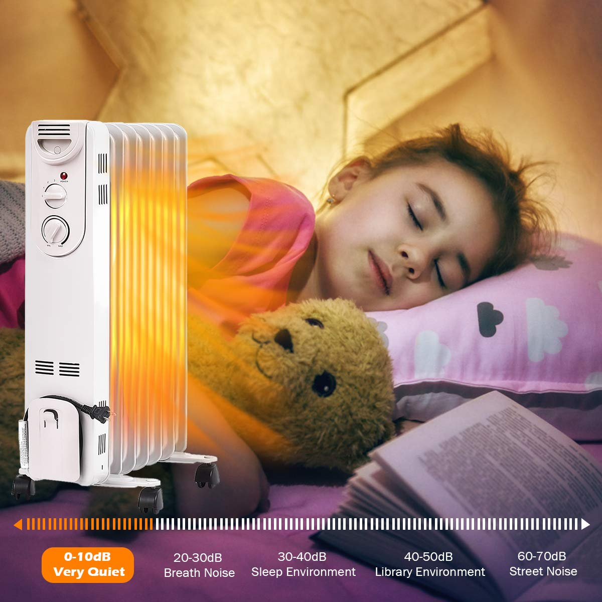 TANGKULA 1500W Oil-Filled Heater, Portable Radiator Heater with Adjustable Thermostat