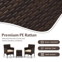 Tangkula 3 Pieces Patio Rattan Furniture Set, Outdoor Conversation Set with PE Wicker Armchairs