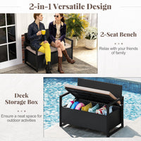 Tangkula 40 Gallon Patio Wicker Storage Bench with Cushion for Backyard