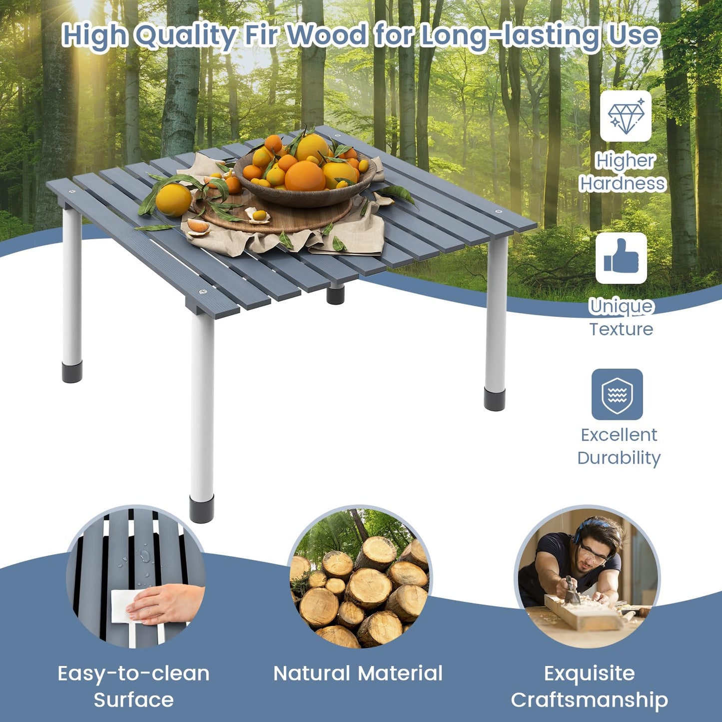 Tangkula Folding Table, Portable Picnic Table with Roll-up Tabletop, Carrying Bag
