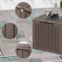 Tangkula 30 Gallon Outdoor Storage Box Resin Storage Bench with Lockable Lid