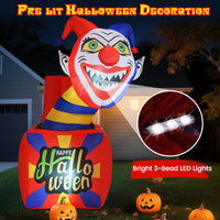 Tangkula 5 Ft Halloween Inflatable Clown with LED Lights for Indoor Outdoor Porch