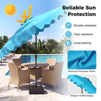 Tangkula 9 FT/10 FT Solar Patio Umbrella with Base Included 32 LED Lights