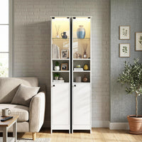 Tangkula Tall Bathroom Storage Cabinet with Lights and Remote
