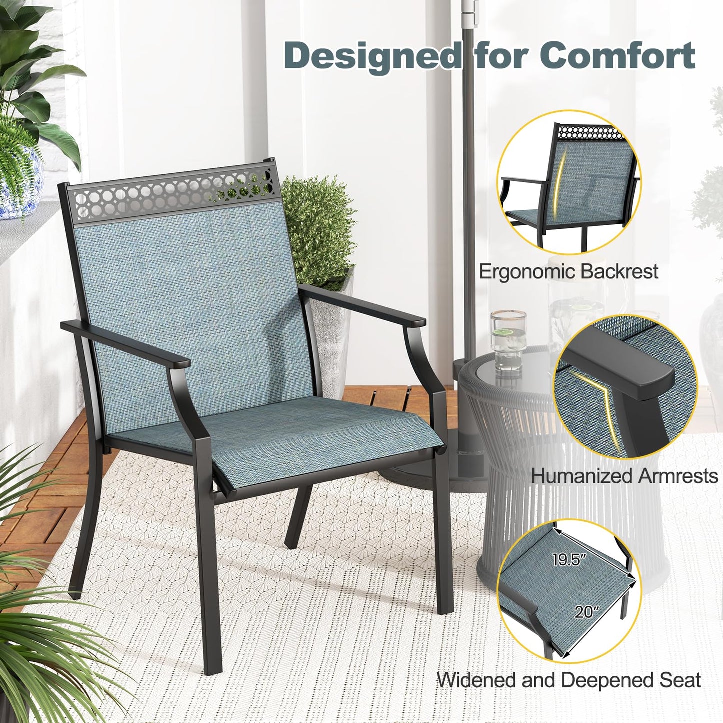 Tangkula Patio Dining Chairs Set of 2/4, All Weather Outdoor Chairs with High Back, Armrests