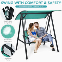 Tangkula 2-Person Patio Swing, Weather Resistant Glider with Adjustable Canopy