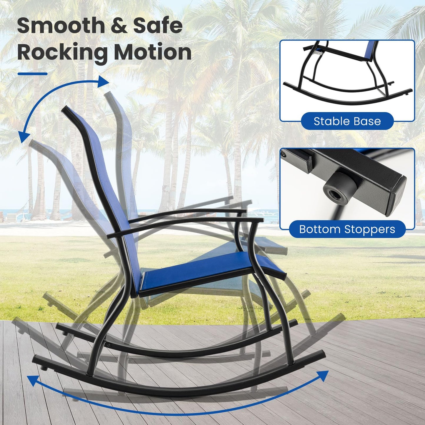 Tangkula Patio Rocking Chairs Set of 2/4, Outdoor Rocking Chair with Smooth & Safe Rocking Motion, Ergonomic Backrest