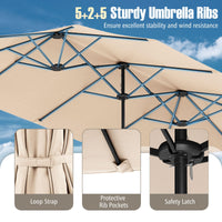 Tangkula 15.5 FT Extra-Large Patio Umbrella w/LED Solar Lights