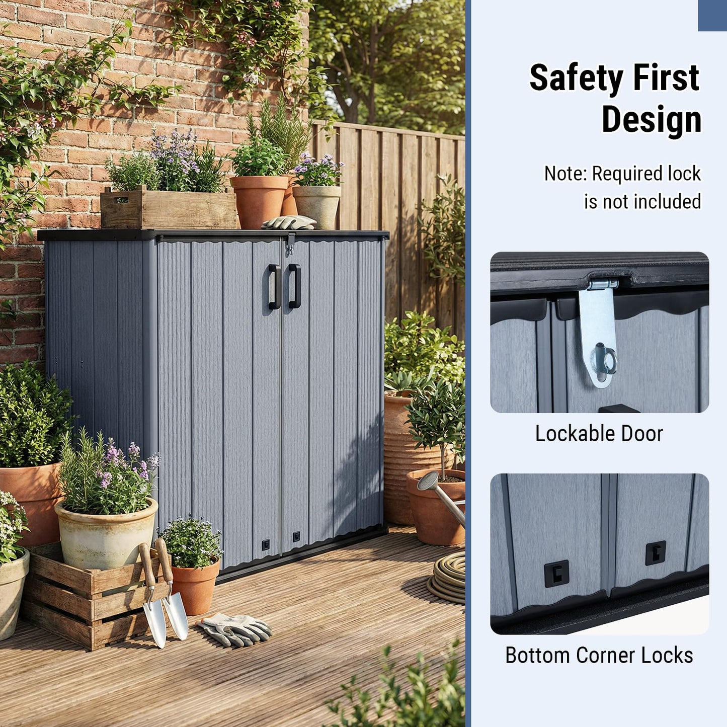 Tangkula 23.5 Cu.ft Outdoor Storage Shed with Floor & Lockable Door