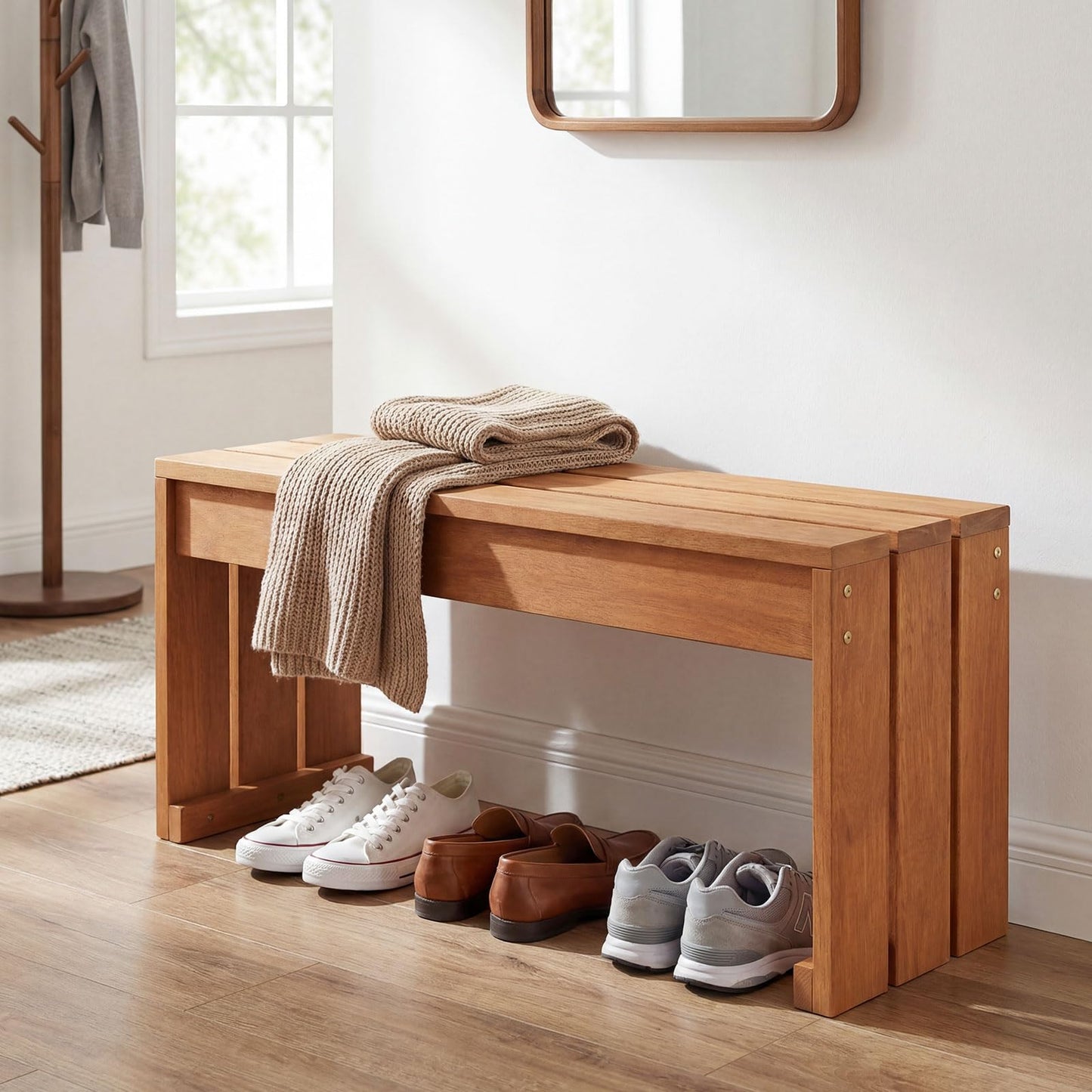 Tangkula 2-Person Wood Outdoor Garden Bench 440 LBS Weight Capacity (1/2)