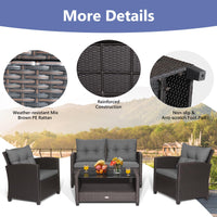 Tangkula 4-Piece Outdoor Rattan Furniture Set