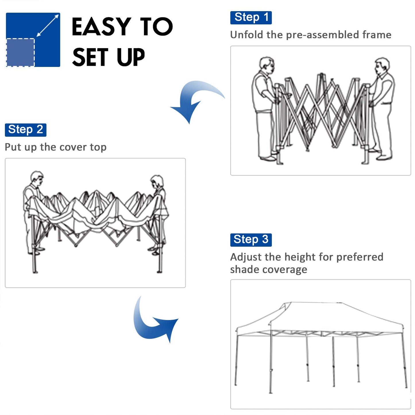 10' x 20' Pop Up Canopy Tent, Easy Set-up Outdoor Tent Commercial Instant Shelter
