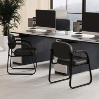 Tangkula Waiting Room Guest Chairs, Office Reception Chairs with Sled Base & Padded Arm Rest (Black)