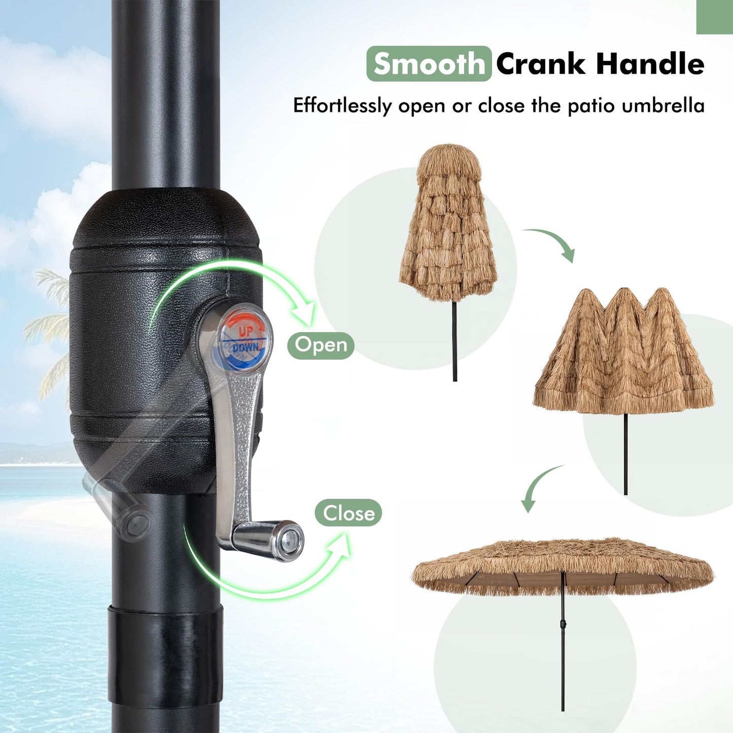 Tangkula 15 FT Tiki Patio Umbrella | Thatched PE Grass