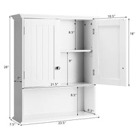 Tangkula Bathroom Wall Cabinet, Wooden Hanging Storage Cabinet with Doors & Shelves