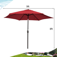 Tangkula 9FT Patio Umbrella, Outdoor Market Table Umbrella with Push Button Tilt Adjustment, Crank & 6 Sturdy Ribs for Garden