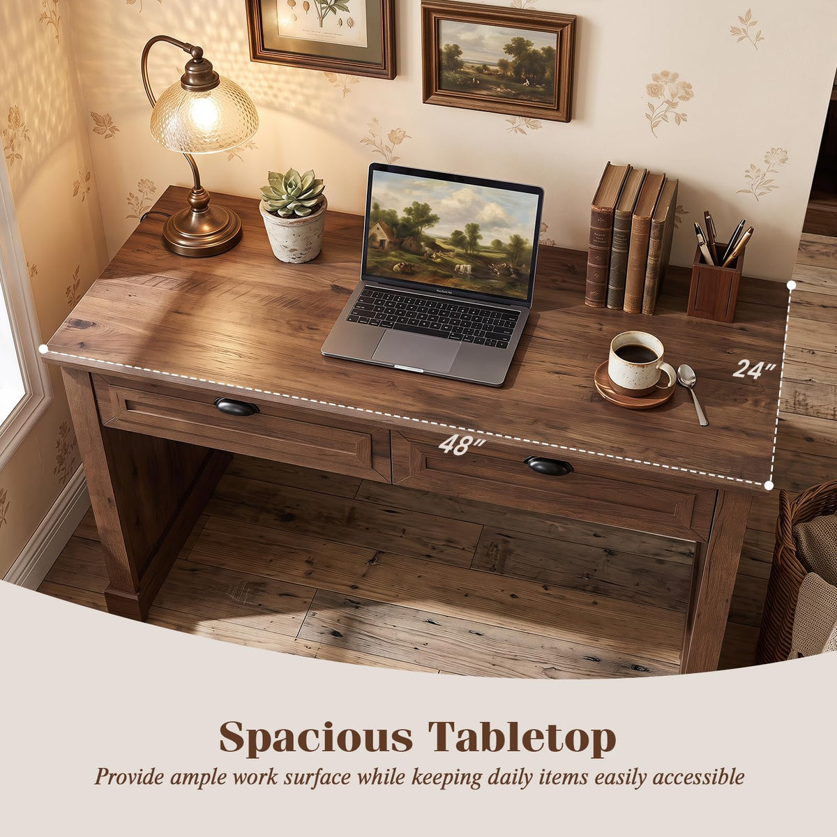 Tangkula 48” Computer Desk with 2 Drawers
