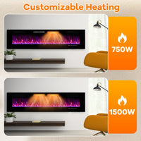 Tangkula 72 Inches Recessed & Wall Mounted WiFi Enabled Electric Fireplace