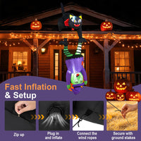 Tangkula 6.2 FT Halloween Hanging Inflatable Witch & Black Cat Decorations