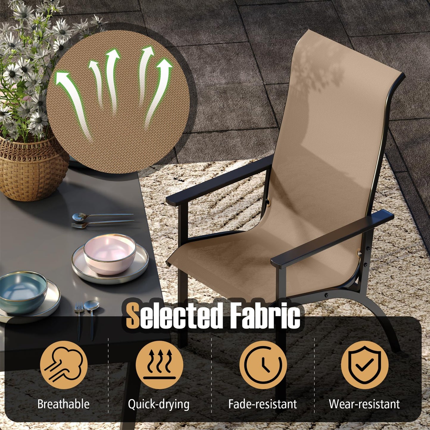 Tangkula Fabric Adirondack Chair with 400 lbs Weight Capacity