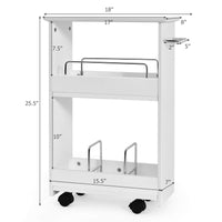 Tangkula Slim Bathroom Storage Shelves, Wooden Rolling Storage Cabinet