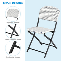 Tangkula 3 Pieces Patio Rattan Bistro Set, Outdoor Folding Dining Furniture Set with Round Dining Table and 2 Chairs