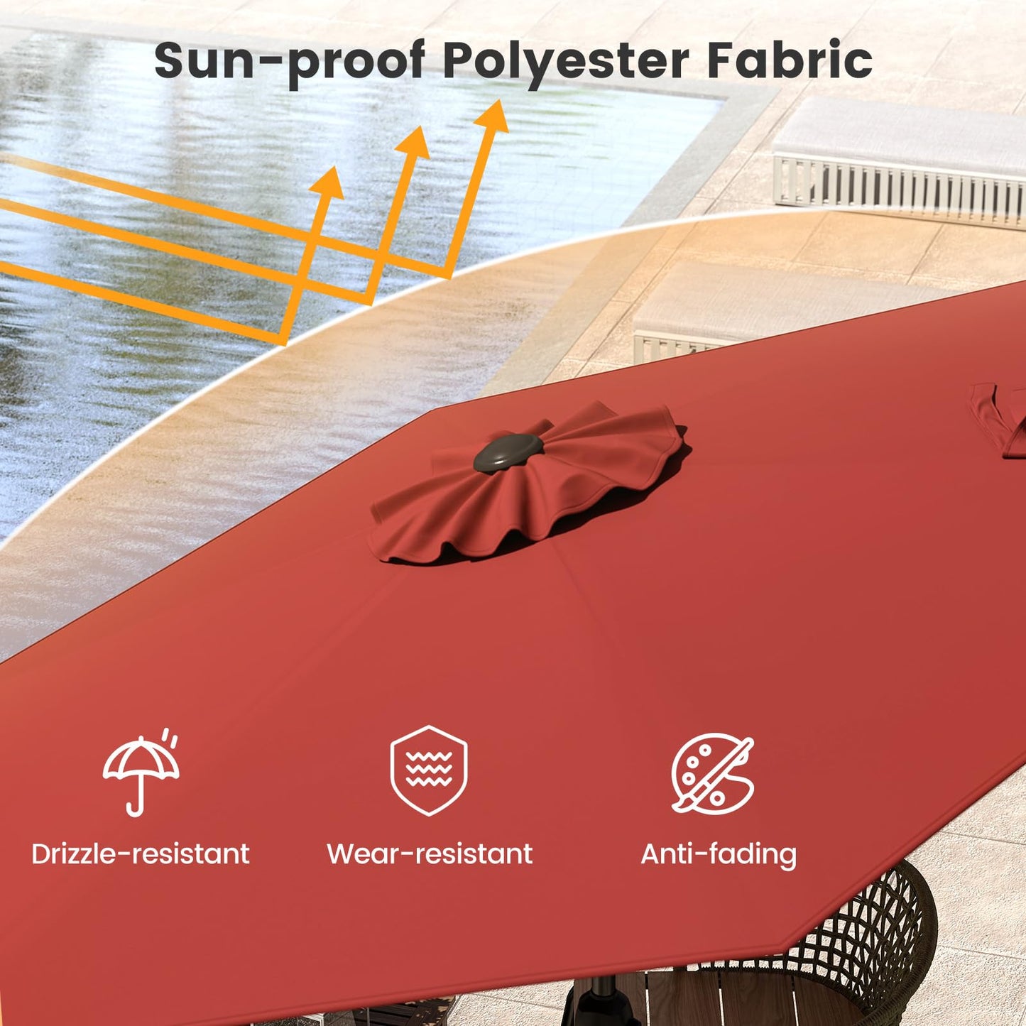 Tangkula Heavy Duty Outdoor Umbrella with Push Button Tilt