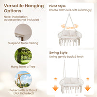 Tangkula 2-Person Hanging Hammock Chair with Cushions