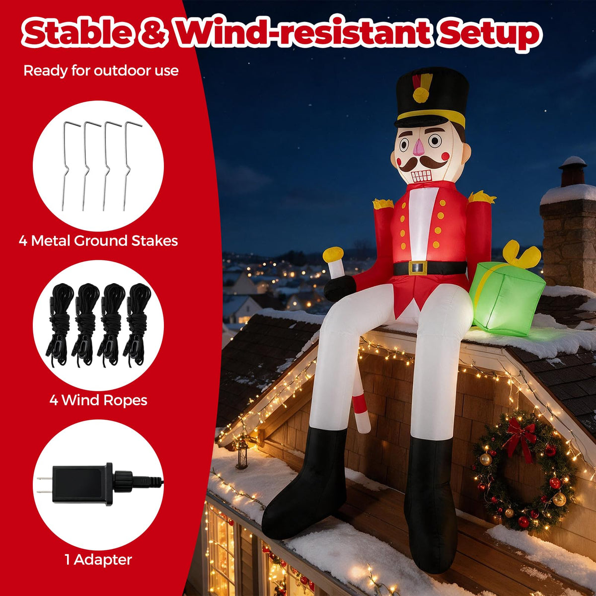 Tangkula 8.7 FT Inflatable Christmas Nutcracker Hanging Decoration
