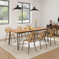 Tangkula 86.5-Inch Patio Dining Table, Indoor & Outdoor Dining Table w/Umbrella Hole for Patio Yard Deck, for 8 People