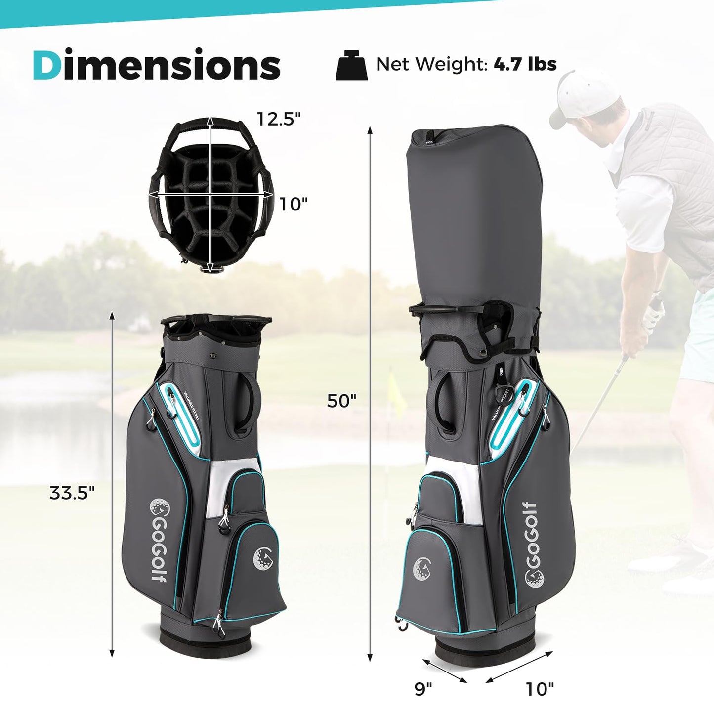 Tangkula Golf Cart Bag Lightweight Golf Bag with 14-Way Divider Top