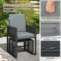 Tangkula 5 Pieces PE Wicker Patio Dining Set  with Cushions