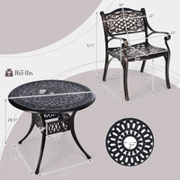 Tangkula Ensemble de bistrot 3 pièces en fonte d'aluminium pour patio, meubles de table et chaises d'extérieur pour porche et balcon