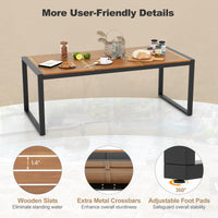Tangkula Outdoor Dining Table for 8, 79 Inches Acacia Wood Patio Table with 1.9 Inches Umbrella Hole