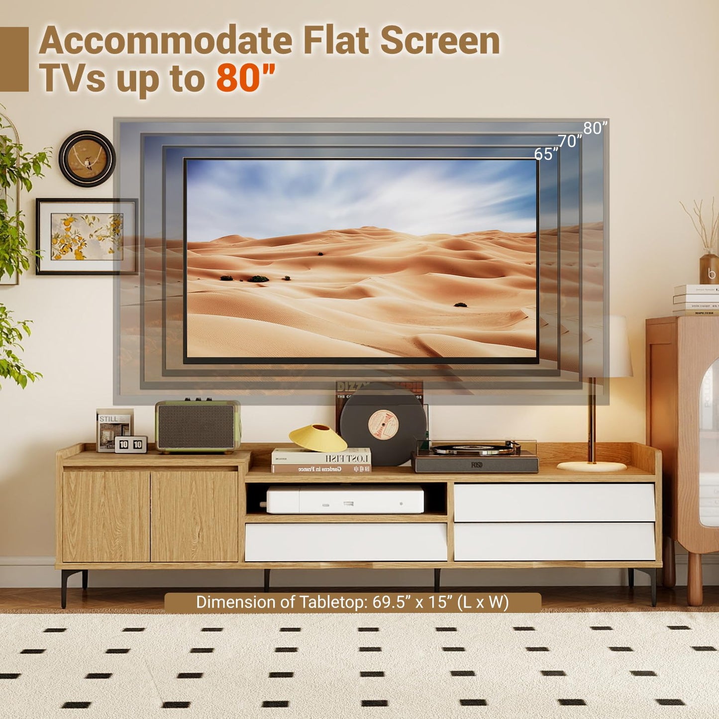 Tangkula White TV Stand for TVs up to 80”