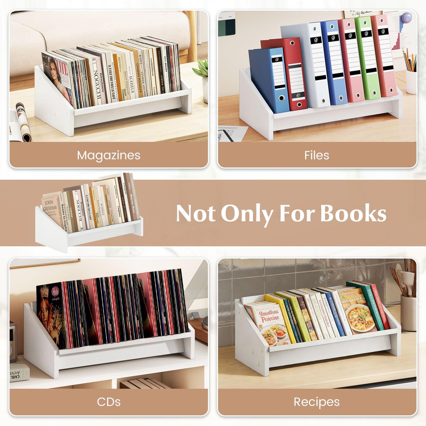 Étagère de bureau en bois Tangkula pour magazines, livres de cuisine et CD