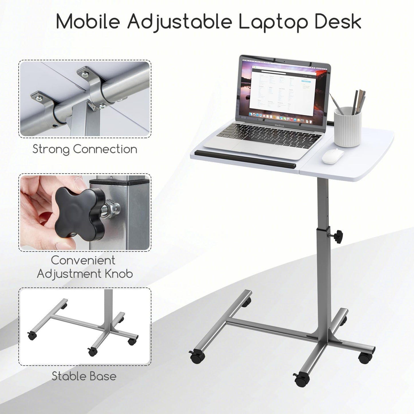 Tangkula Mobile Overbed Table Couch Table