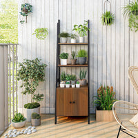 Tangkula 4-Tier Ladder Shelf with Cabinet 63” Tall Bookshelf