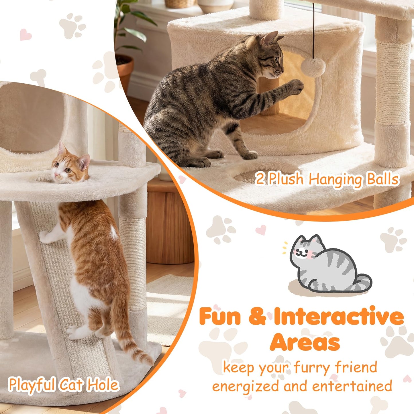 Tangkula Corner Cat Tree with Top Perches & Cozy Condo