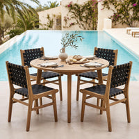 Tangkula Teak Wood Outdoor Dining Chair for Deck