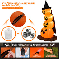 7 Ft Halloween Inflatable Stacked Pumpkins with Build-in LED Lights & Blower